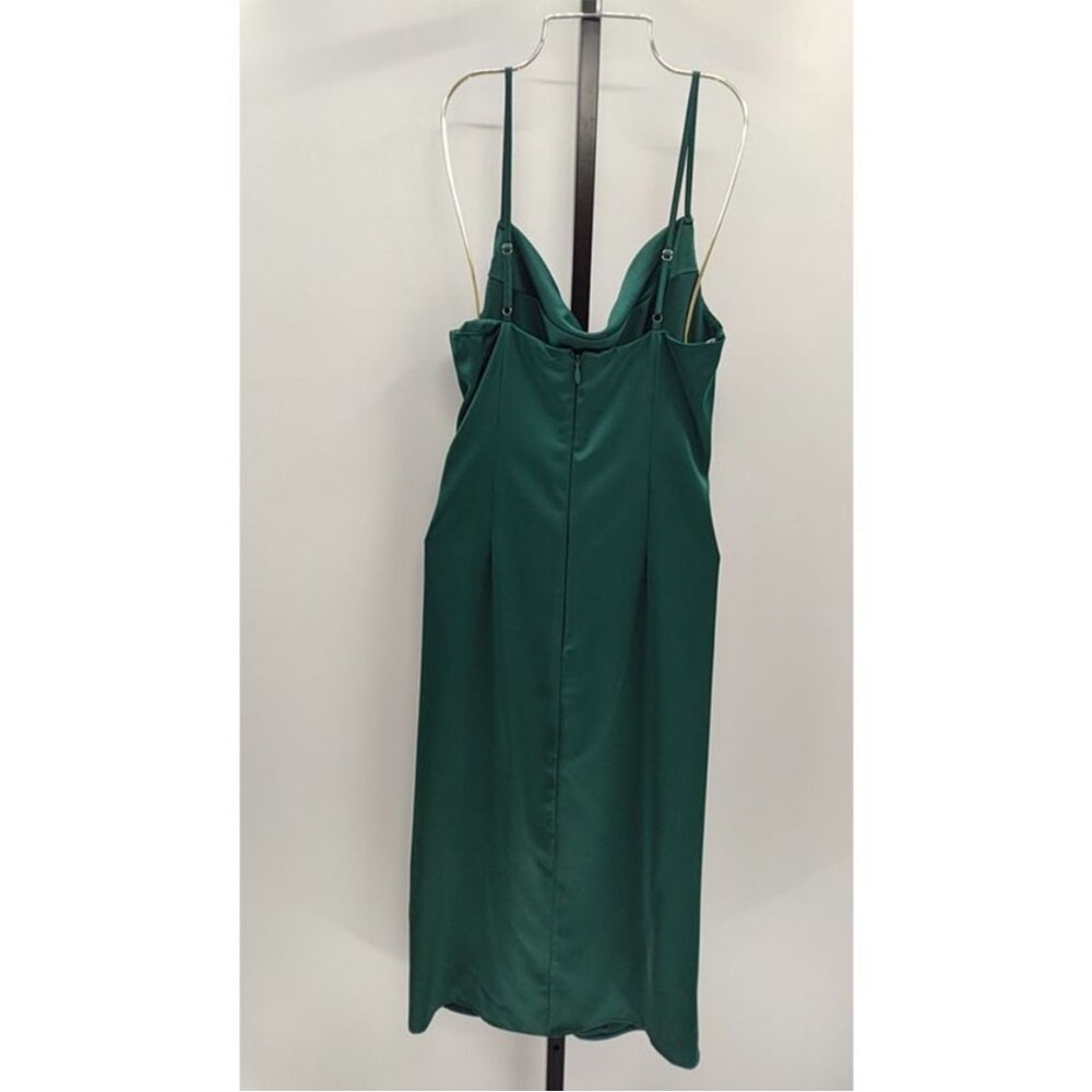 Lulu's Hollywood Woman Forest Green Satin Midi Dress - Picture 5 of 5